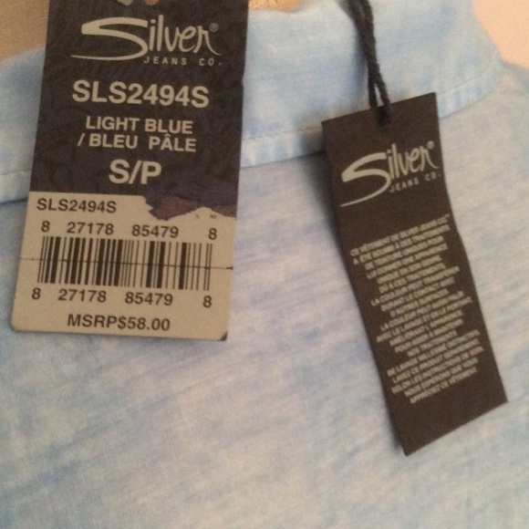 NWT Silver Jean Co. Sky Blue Blouse Size S MSRP 58 - Picture 4 of 4